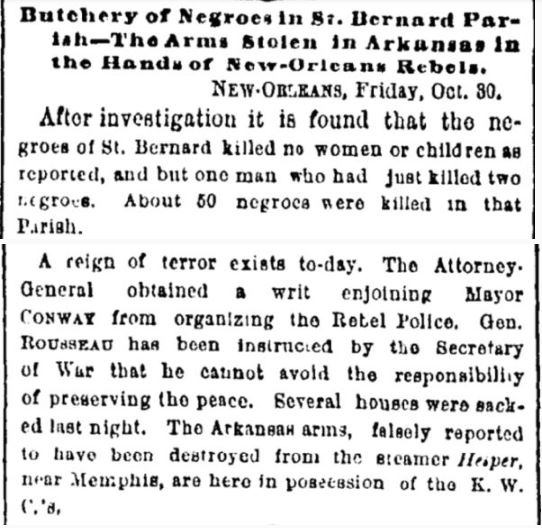 St. Bernard Parish Massacre Of Blacks In Louisiana October 25-26, 1868 ...